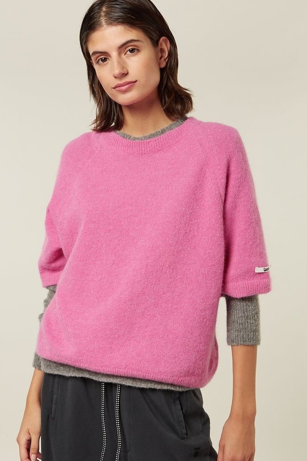 20-603-2204 10Days Pullover short sleeve knit sweater soft berry pink